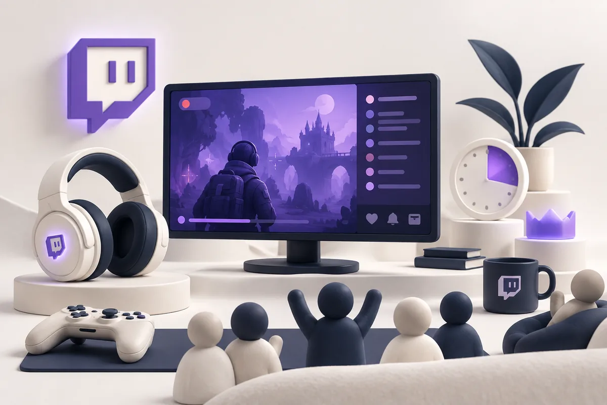 Twitch Canlı Yayın İzleyicisi hizmetini temsil eden illüstrasyon