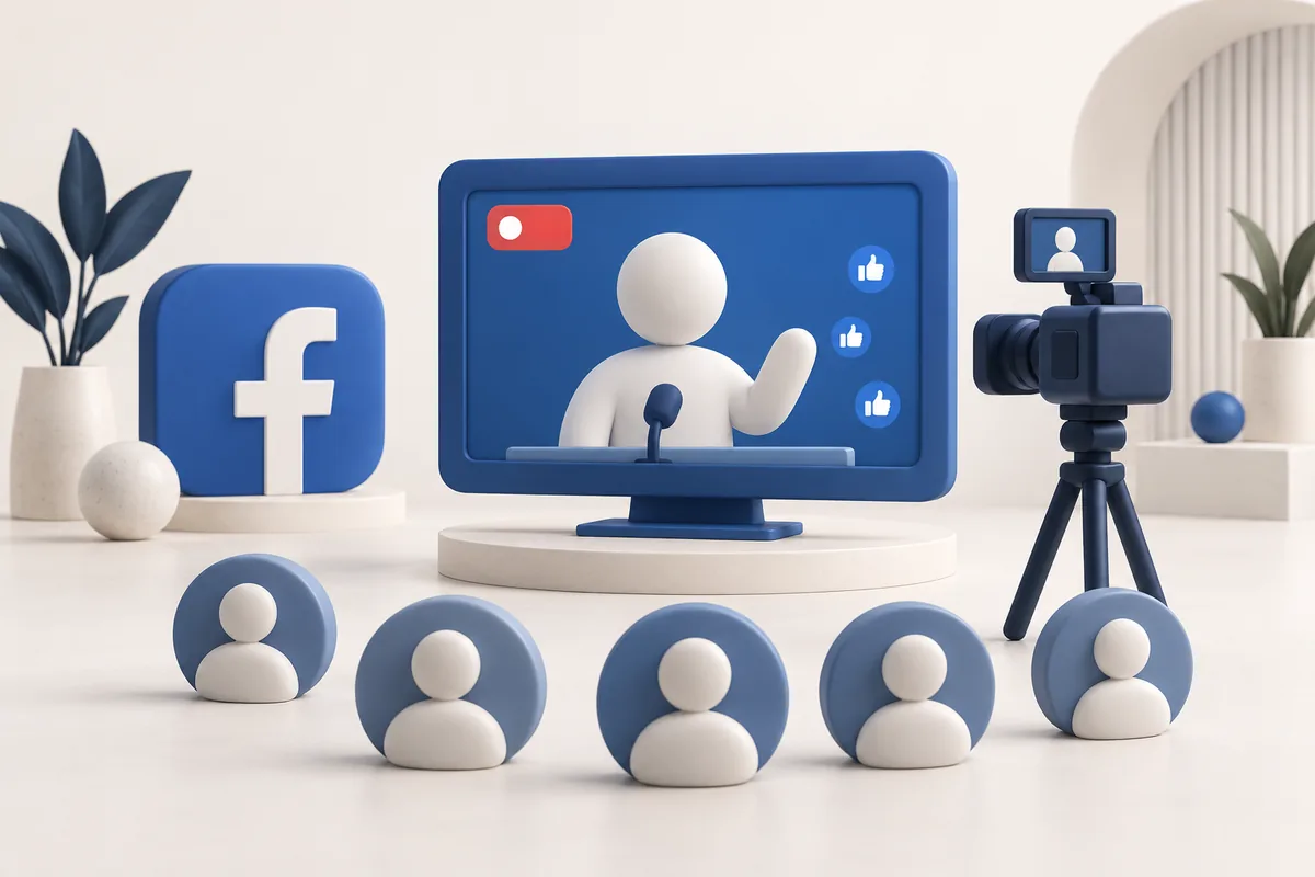 Facebook Canlı Yayın İzlenme hizmetini temsil eden illüstrasyon
