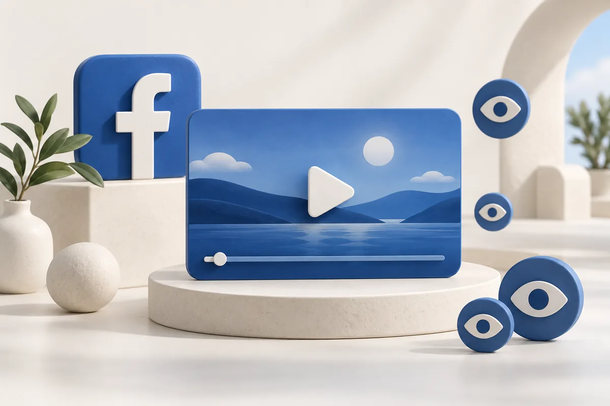 Facebook Video İzlenme hizmetini temsil eden illüstrasyon