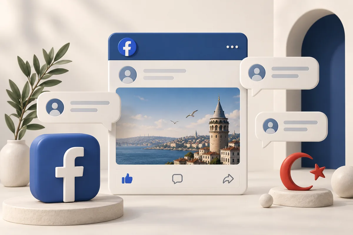Facebook Türk Yorum hizmetini temsil eden illüstrasyon