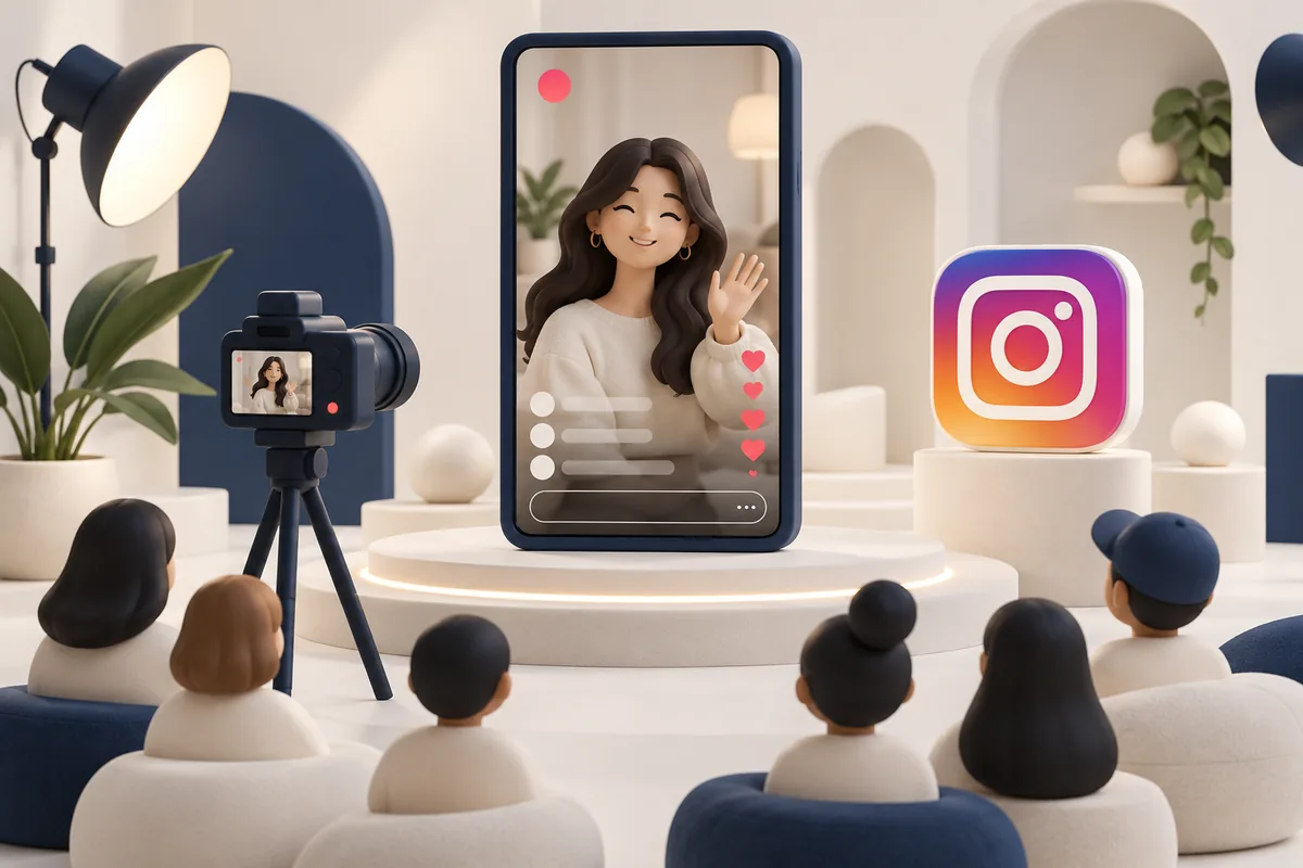Instagram Canlı Yayın İzlenme hizmetini temsil eden illüstrasyon