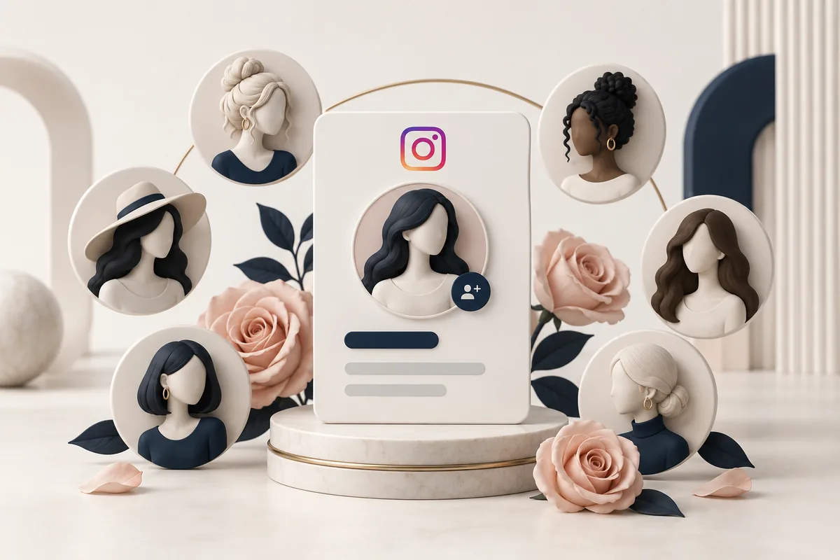 Instagram Türk Kadın Takipçi hizmetini temsil eden illüstrasyon