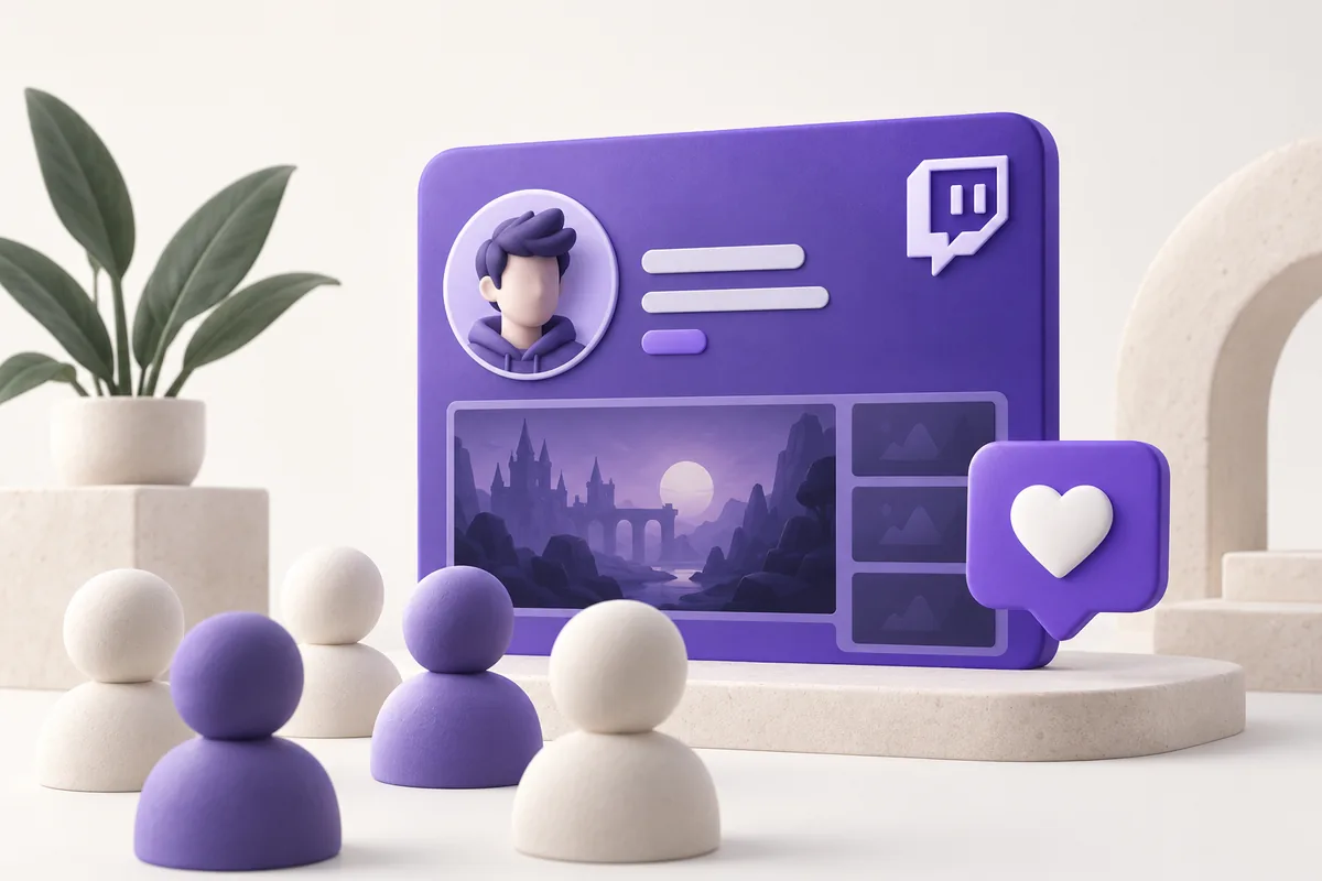Twitch Takipçi hizmetini temsil eden illüstrasyon