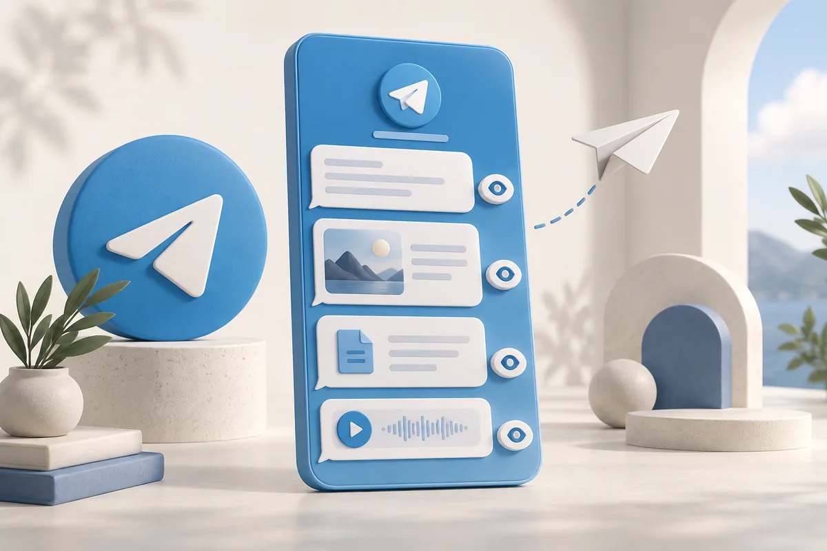 Telegram Paylaşım İzlenmesi hizmetini temsil eden illüstrasyon