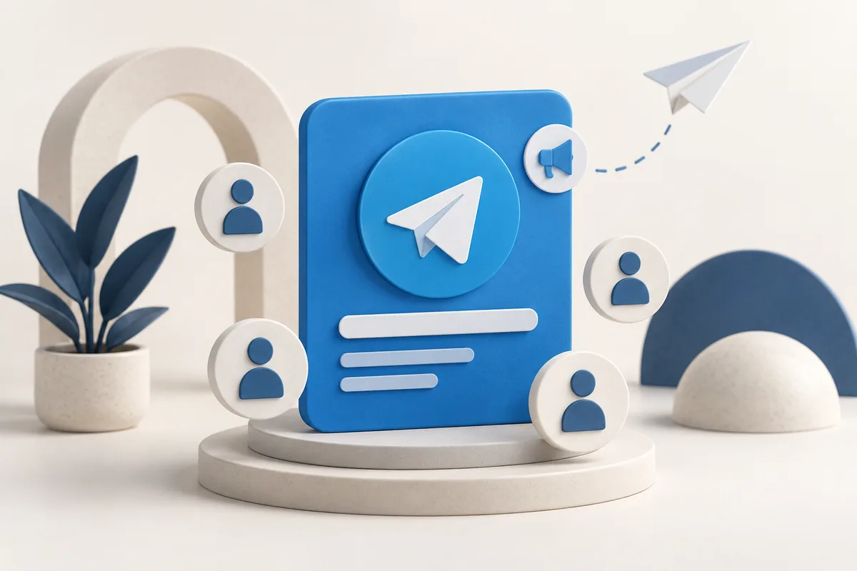 Telegram Kanal Üyesi hizmetini temsil eden illüstrasyon