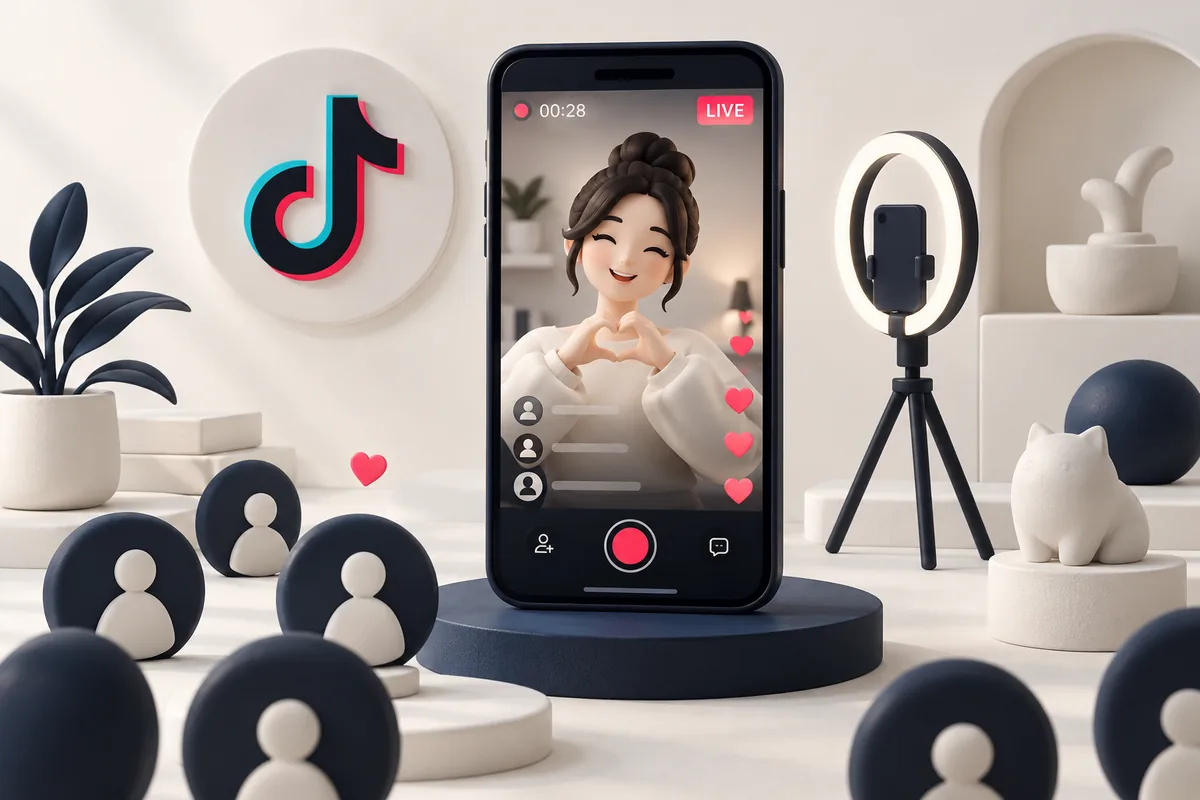 TikTok Canlı Yayın İzlenme hizmetini temsil eden illüstrasyon