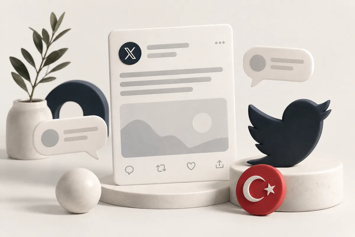 X (Twitter) Türk Yorum hizmetini temsil eden illüstrasyon