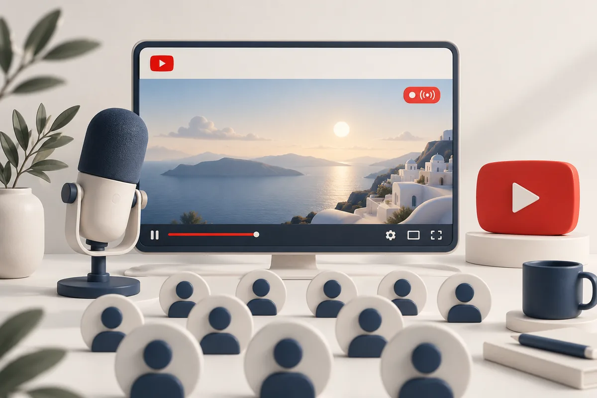 YouTube Canlı Yayın İzlenme hizmetini temsil eden illüstrasyon