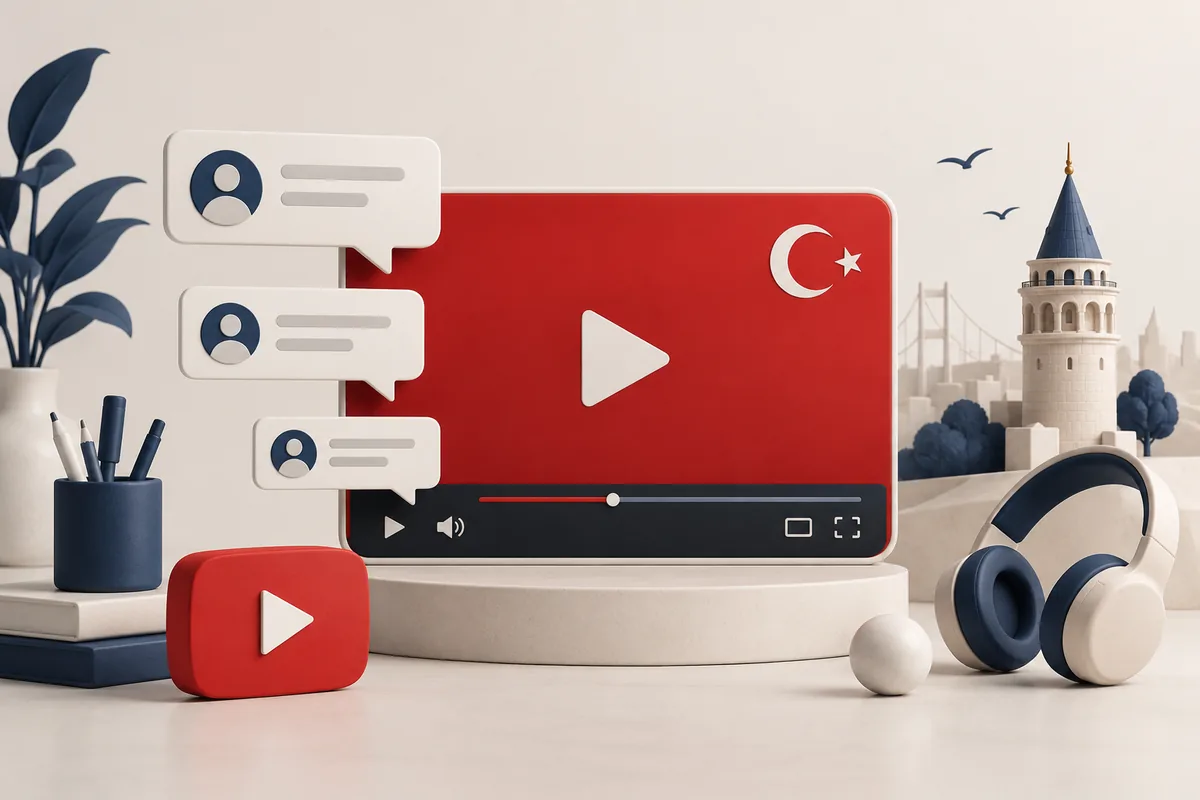YouTube Türk Yorum hizmetini temsil eden illüstrasyon